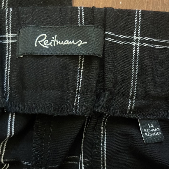 Woman’s Dress Pants Black with White Square Designs, Size 14. - Picture 3 of 4